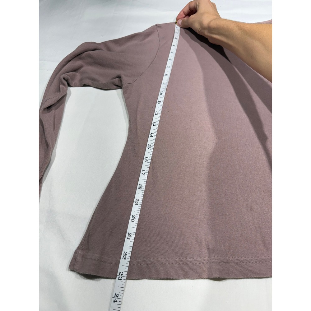Timbuktu Station Vintage Mauve Ribbed Long Sleeve Top A-Line Hem Crew Neck - Picture 4 of 8